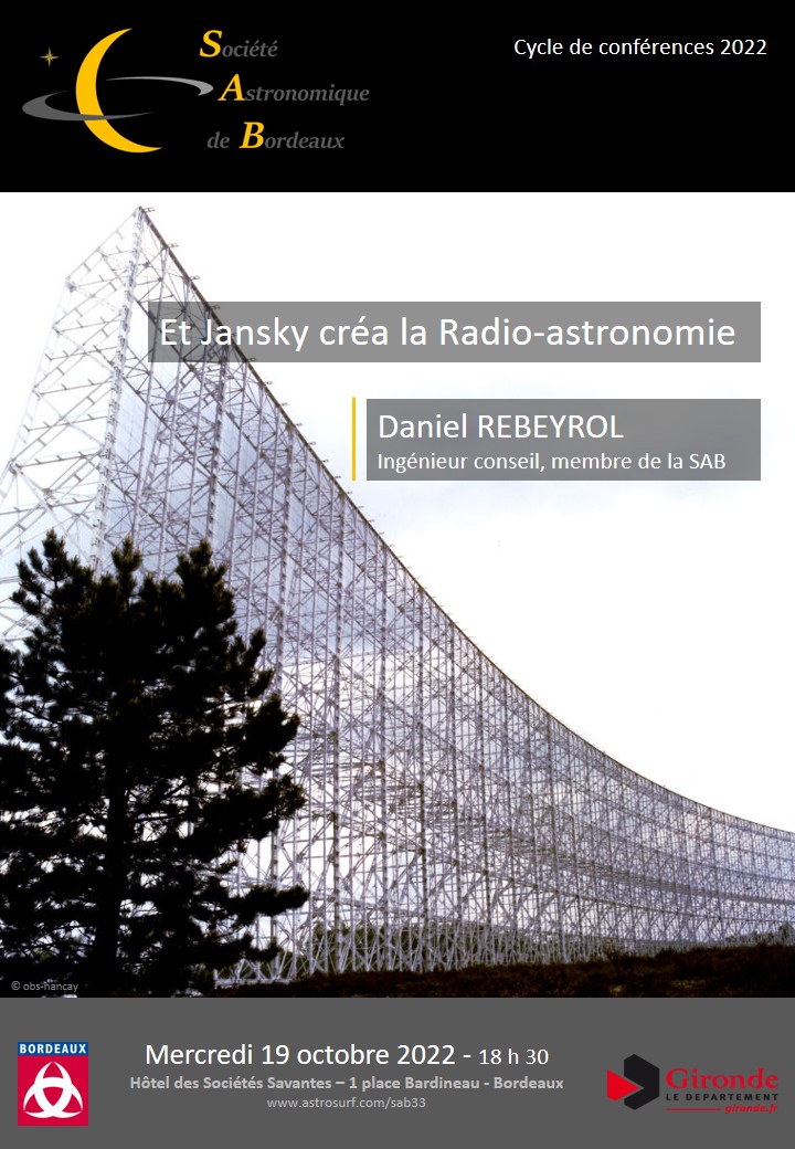 Conférence : "Et Jansky créa la Radioastronomie"