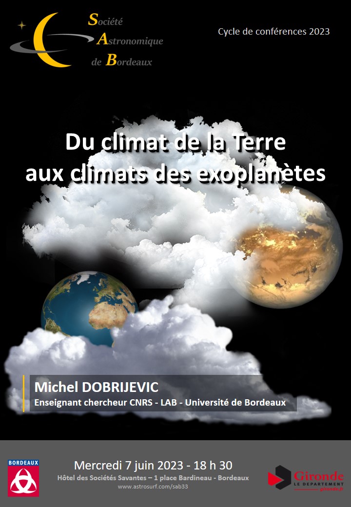 Conférence : "Du climat de la Terre aux climats des exoplanètes"