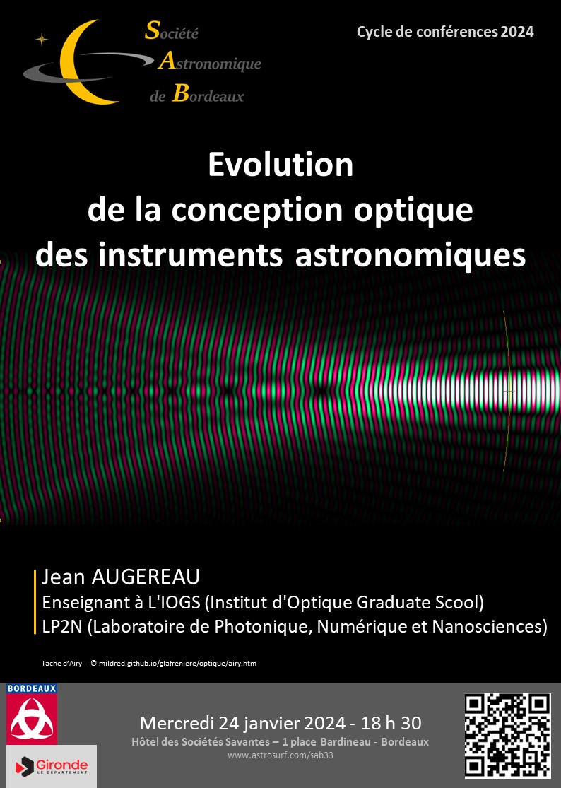 Conférence : "Evolution de la conception optique des instruments astronomiques"