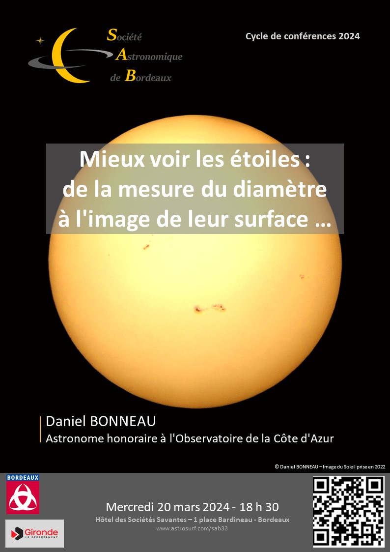 Conférence : "Mieux voir les étoiles - De la mesure du diamètre à l'image de leur surface..."