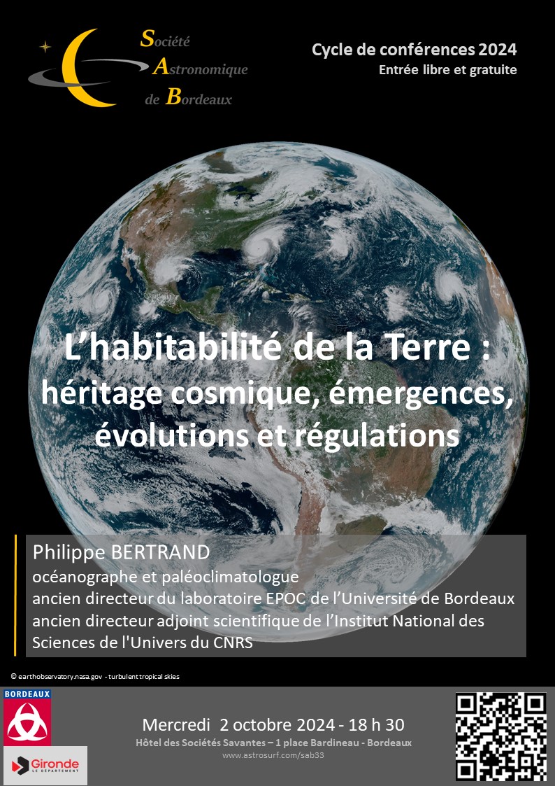 L'habitabilité de la Terre : héritage cosmique, émergences, évolutions et régulations