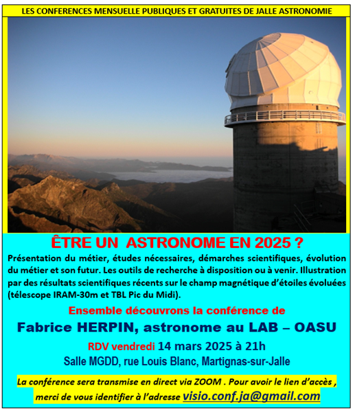 CONFERENCE "ÊTRE ASTRONOME en 2025 ?""