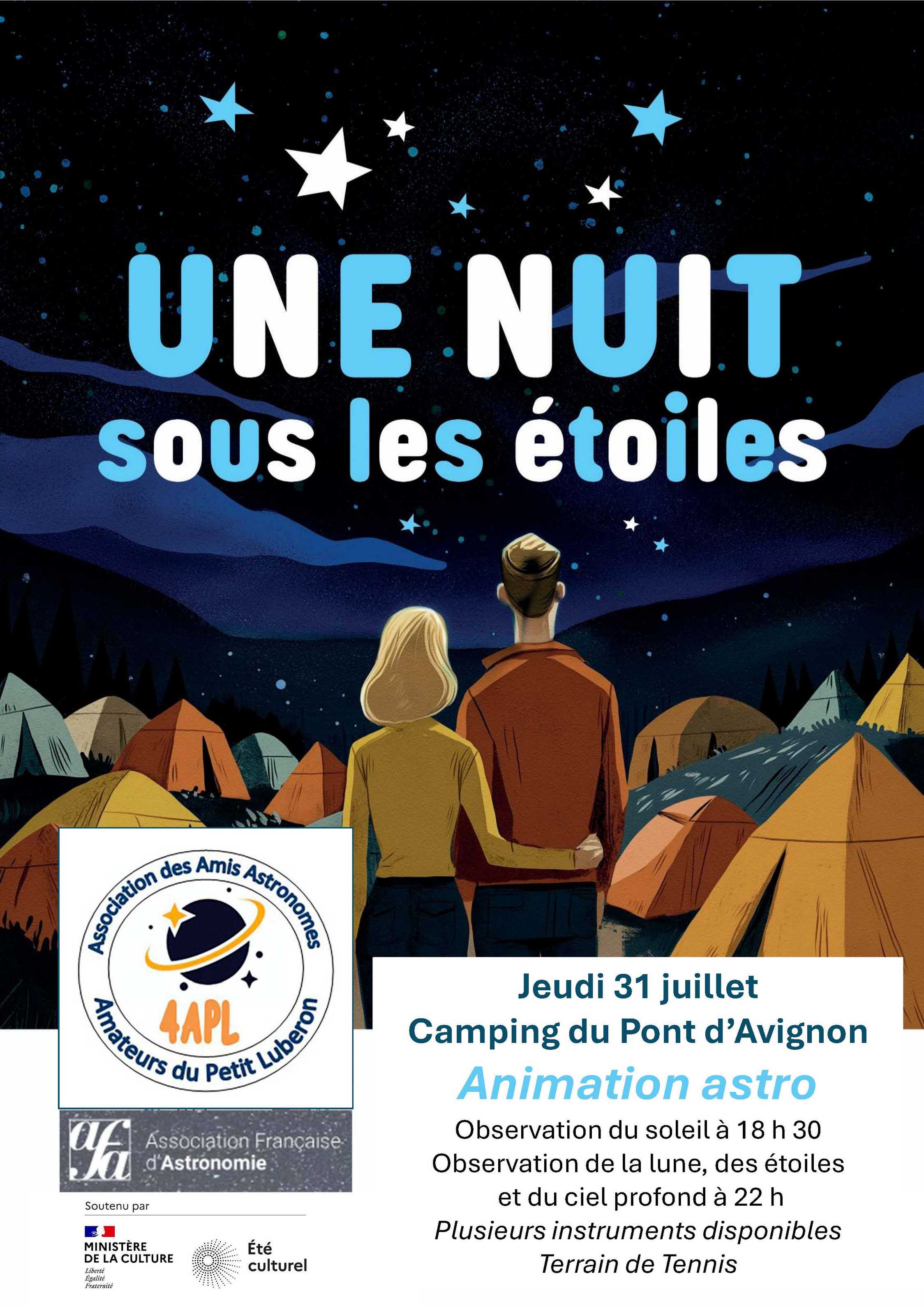 UNE NUIT sous les étoiles au Camping du Pont d'Avignon