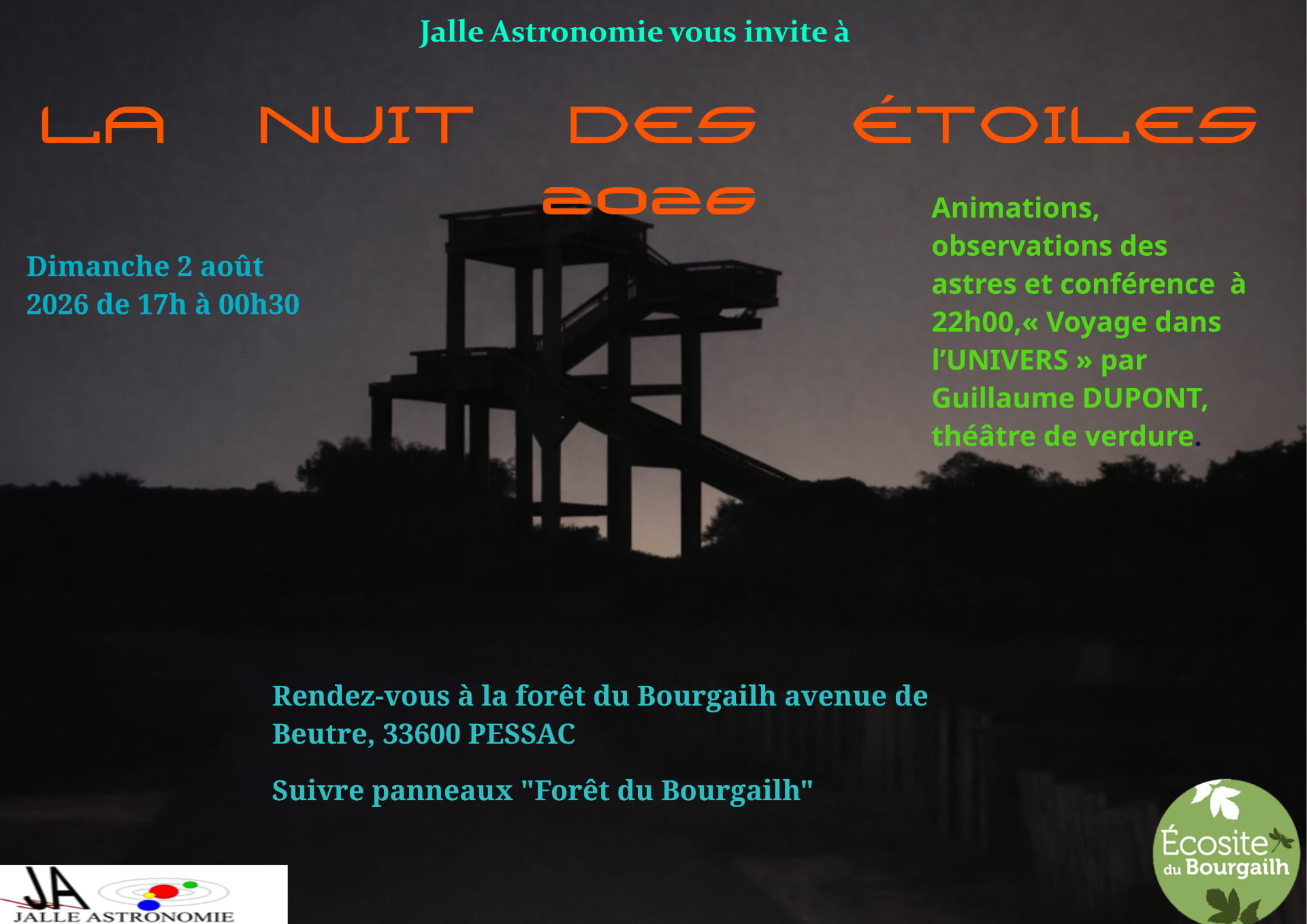 NUIT DES ETOILES 2026 à PESSAC-FORÊT du BOURGAILH