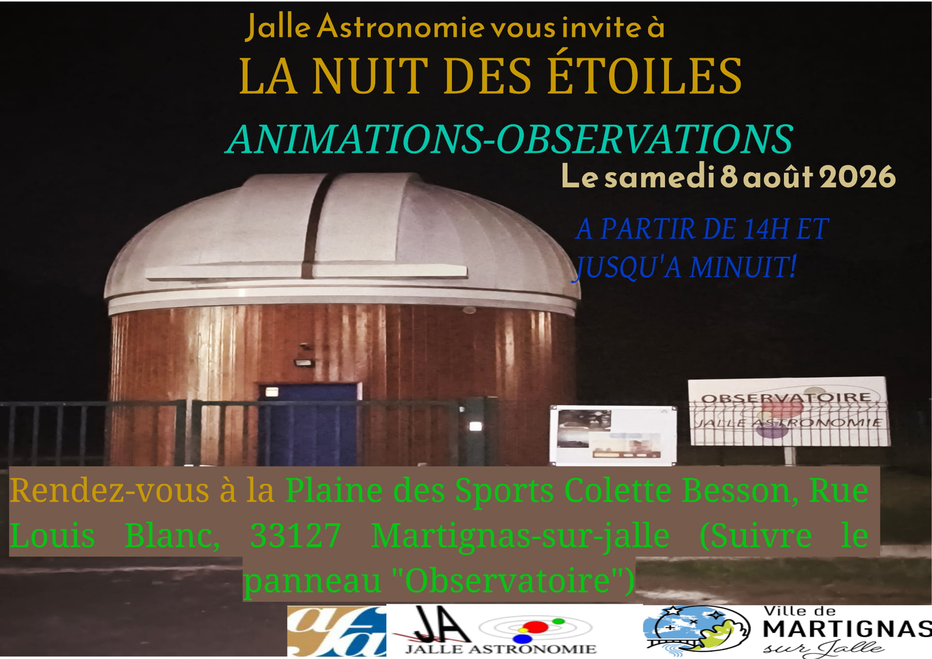 NUIT DES ETOILES 2026  à MARTIGNAS-sur-Jalle