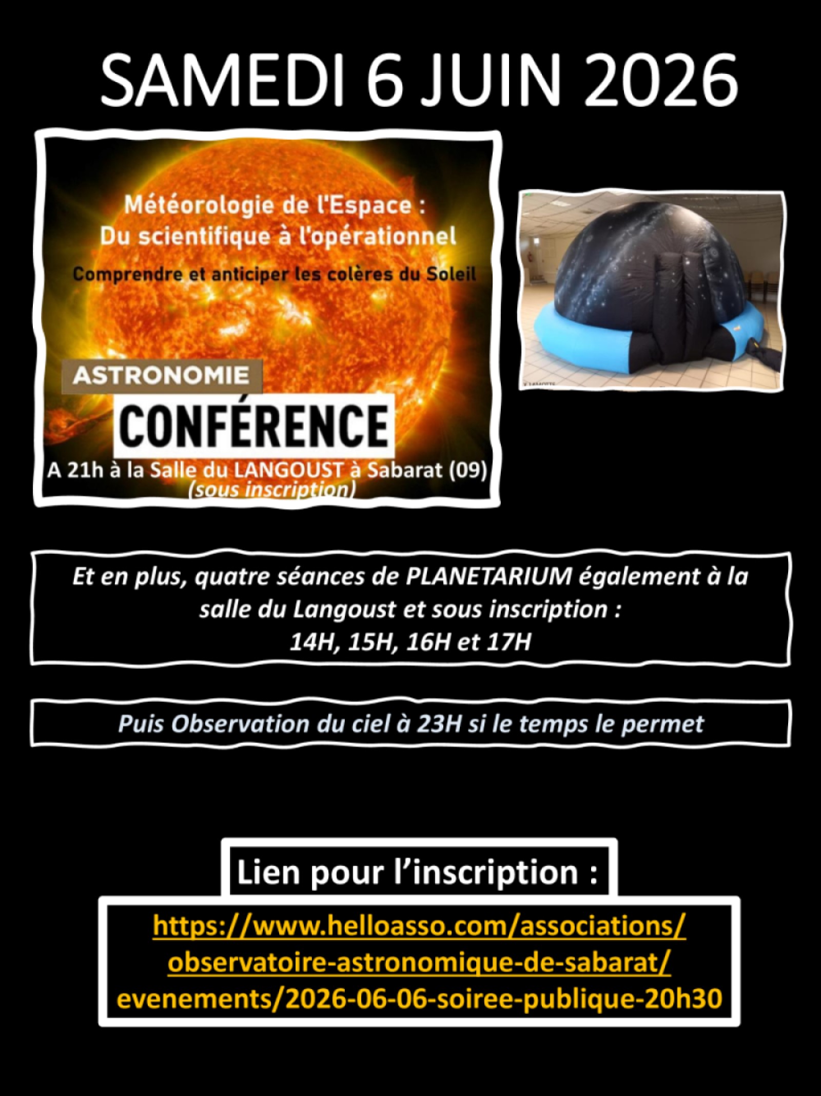 PLANETARIUM, CONFERENCE ET SOIREE D'OBSERVATION